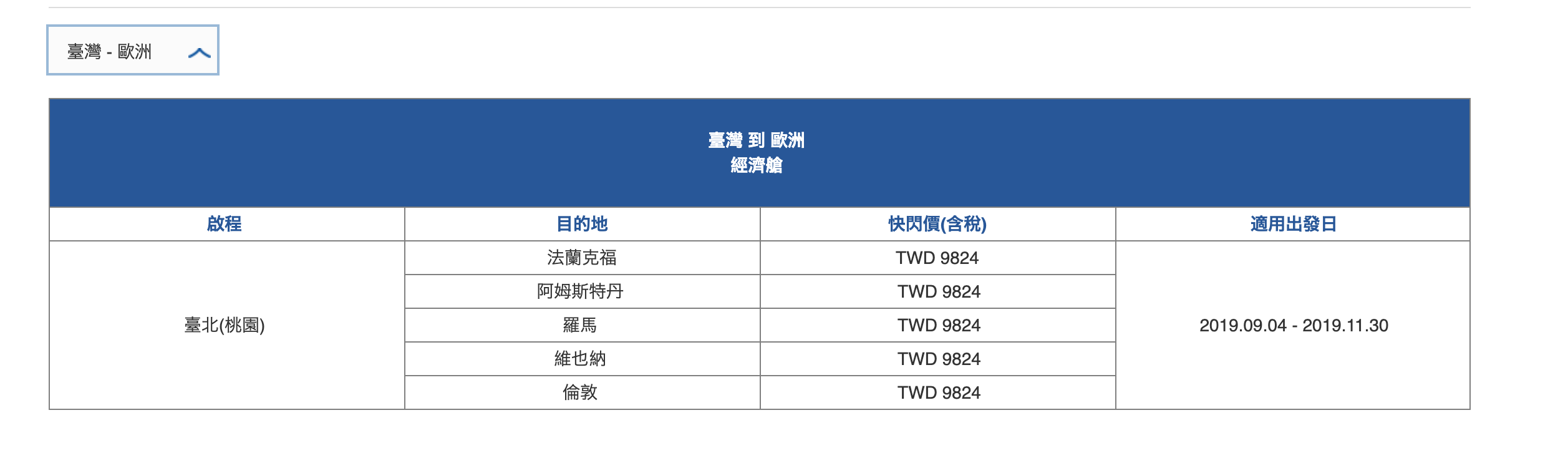 華航單程快閃，9/4~11/30出發，單程特價～（查票：108.9.4）