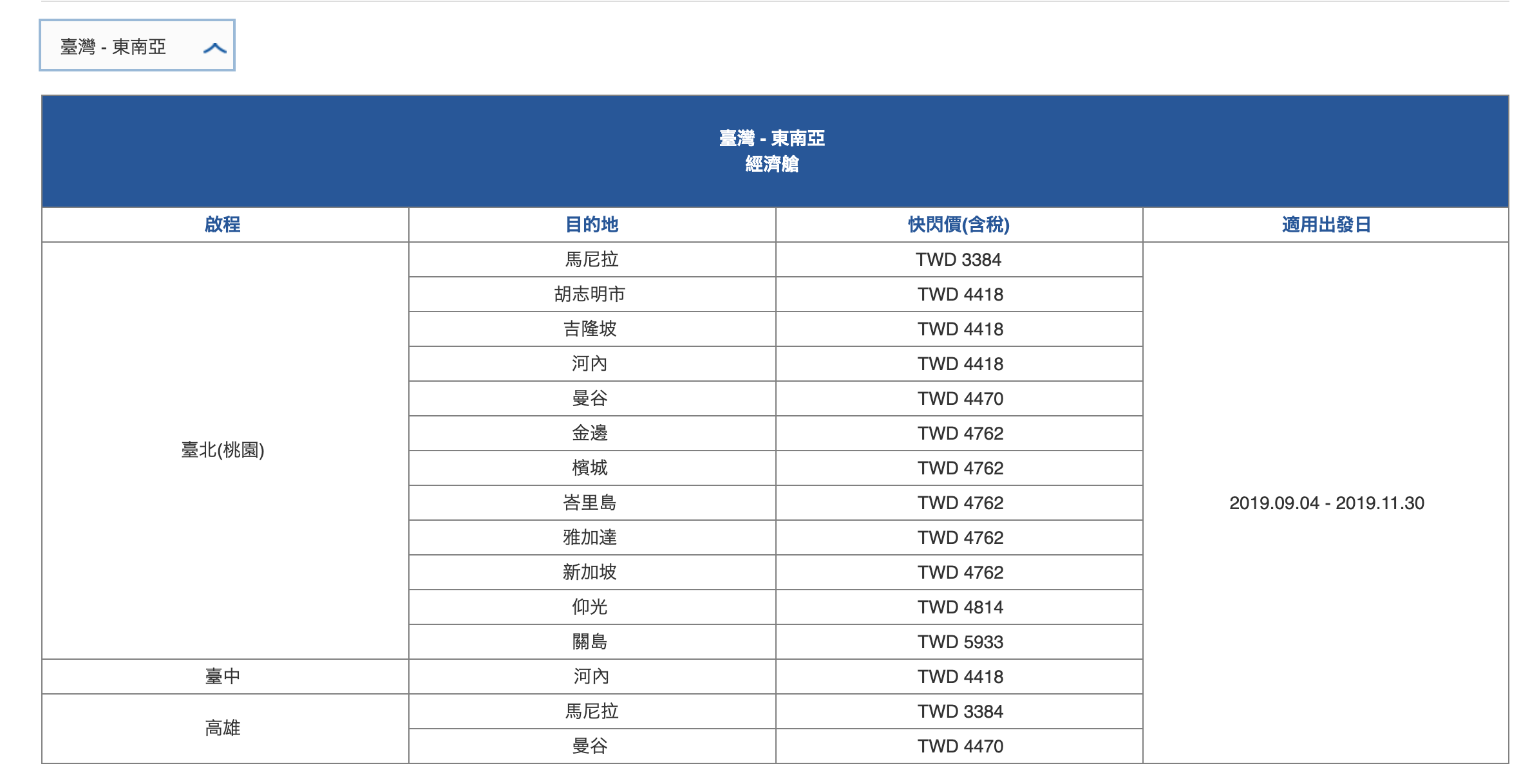 華航單程快閃，9/4~11/30出發，單程特價～（查票：108.9.4）