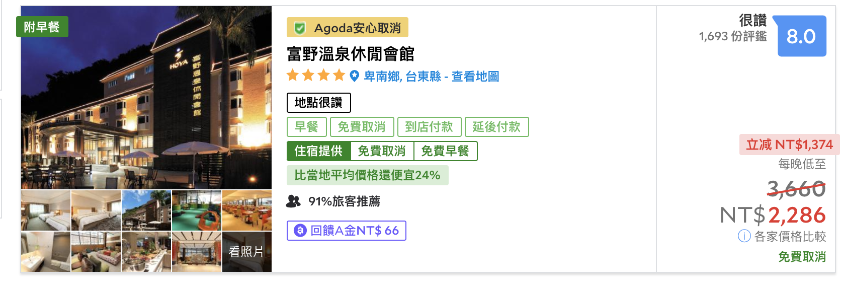 台東2K以下高評分可入住飯店，七月暑假搜尋～手腳要稍微快一點了！