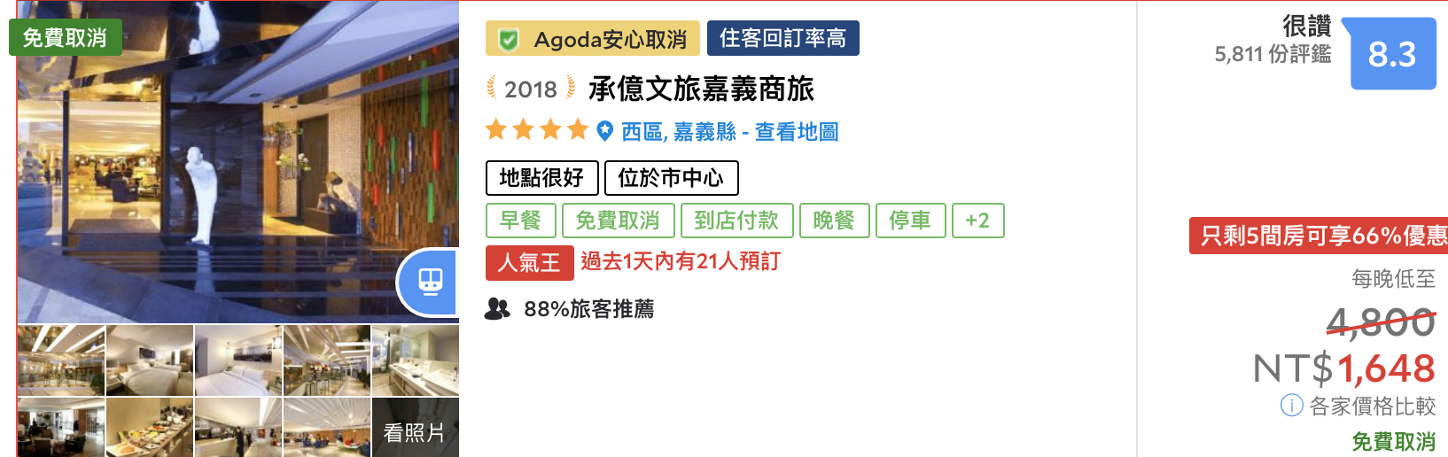 嘉義暑假2K以下可入住高評分酒店列表，暑假出遊南台灣！