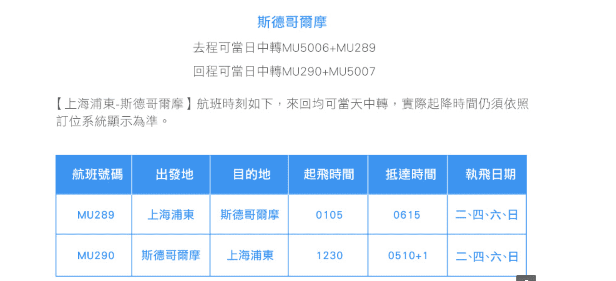 東方航空新航線，飛北歐瑞典，只要最低16K來回～輸入促銷代碼還有折扣～（查票：107.4.22)