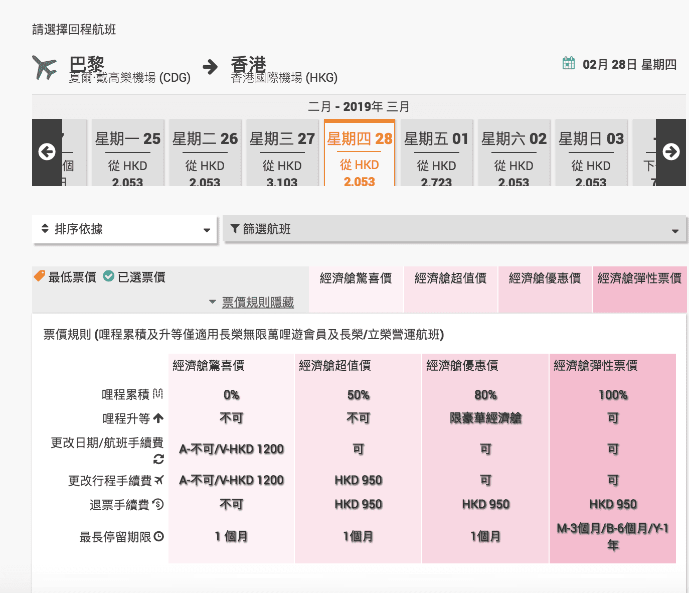 長榮香港外站–巴黎、維也納、阿姆斯特丹特價12K起跳（查票：107.8.26）