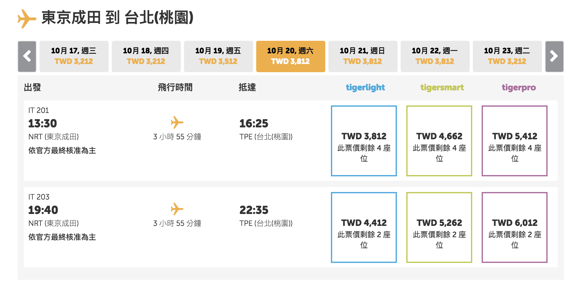 虎航10/27清艙特價，8/29~10/27前～單程未稅799元起～（查票：107.8.29）