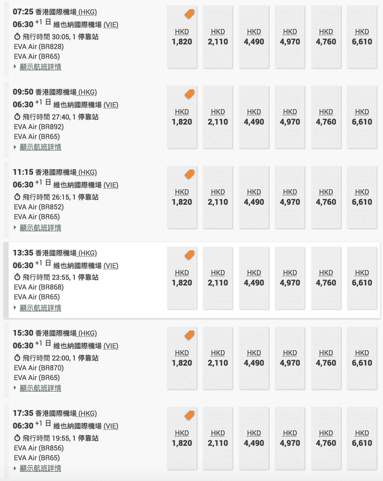 長榮外站出發、限定特價，最低14K起～11月～5月零星促銷（查價：107.9.29）