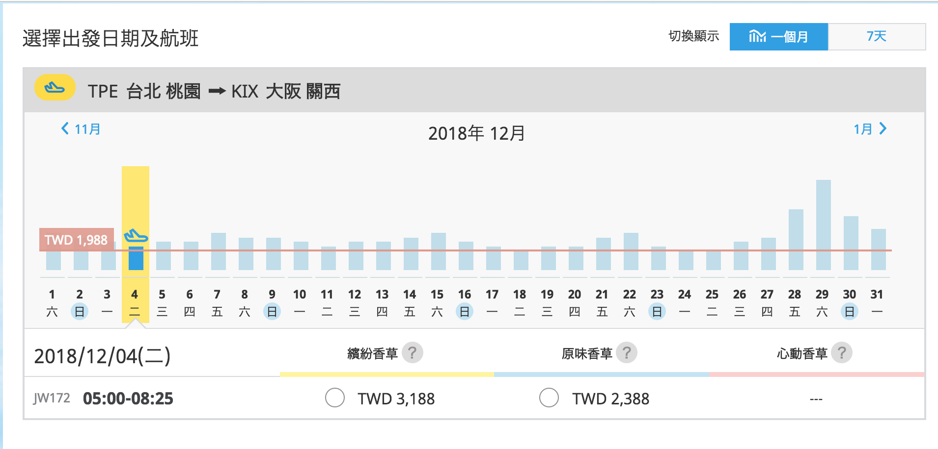 香草固定週五14:00促銷清艙～單程最低888促銷（查票：107.10.18）