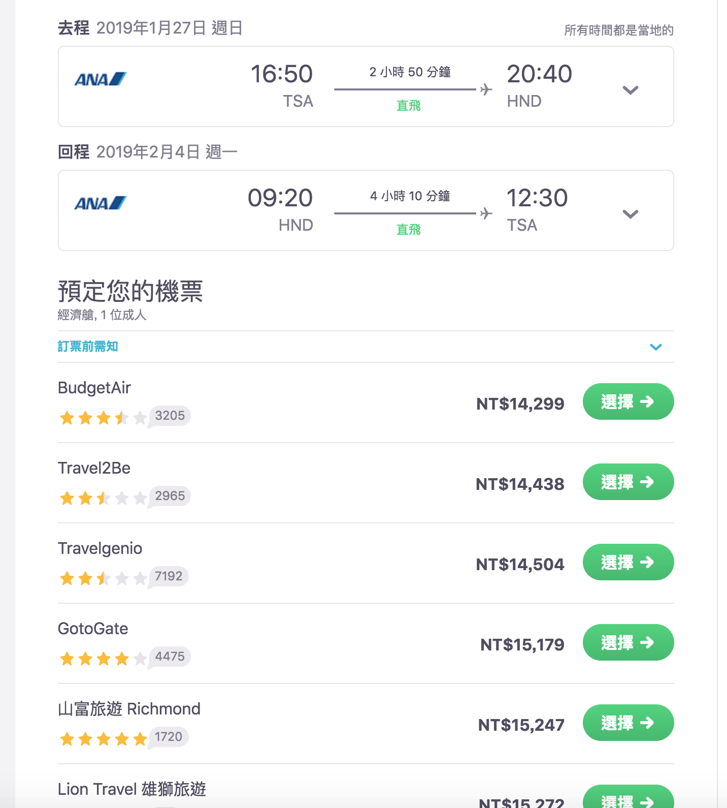 過年去日本旅行，機票會很貴嗎？（查票：107.10.21）