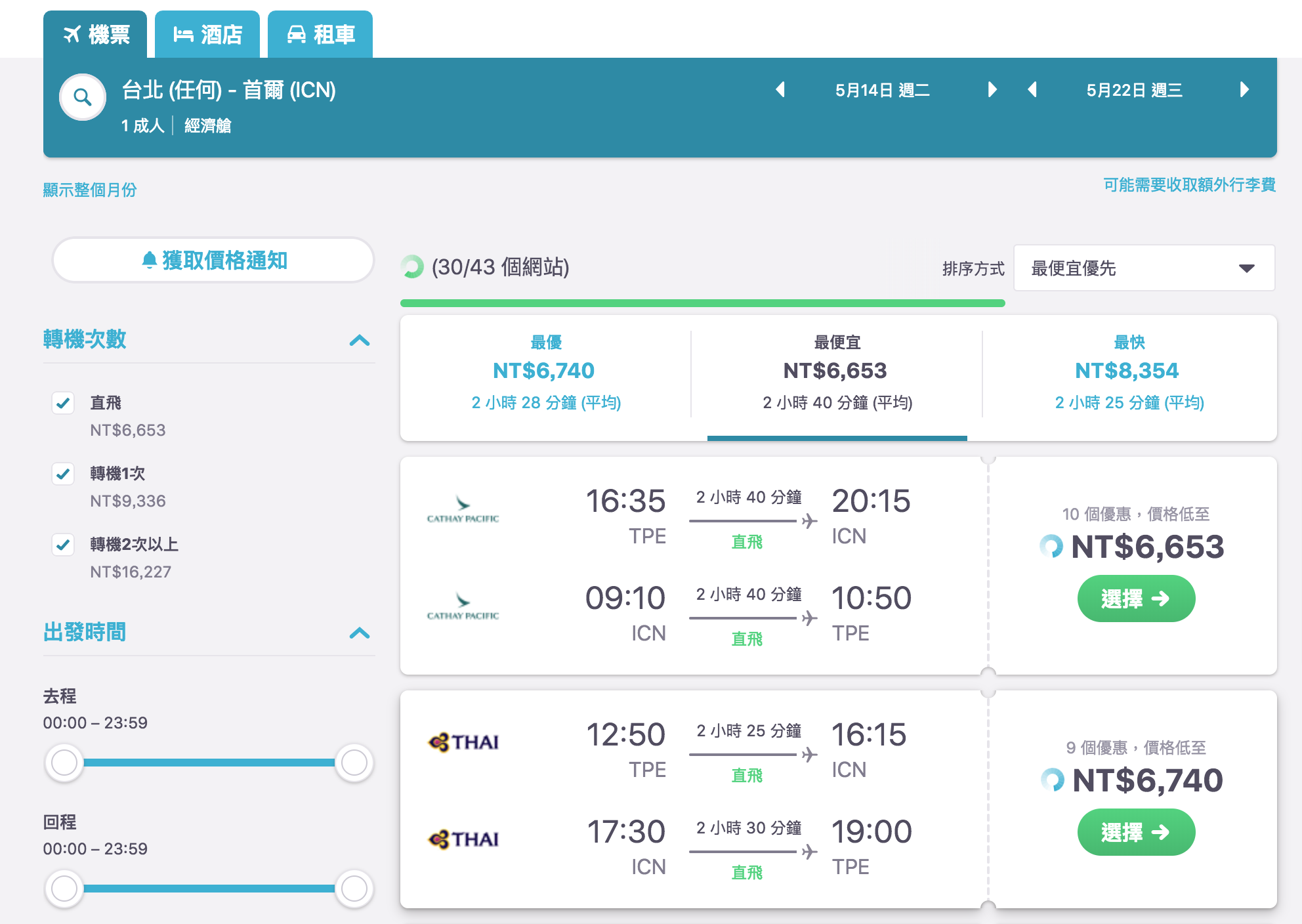 首爾機票特價，傳統航空下殺，直逼廉航6K….（查票：107.11.15）