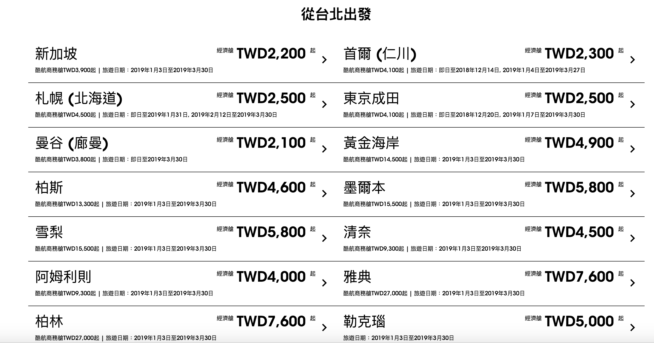 酷航週二促銷，單程促銷2K起～7:00~14:00限定～週五有隱藏特惠（查票：107.11.20）