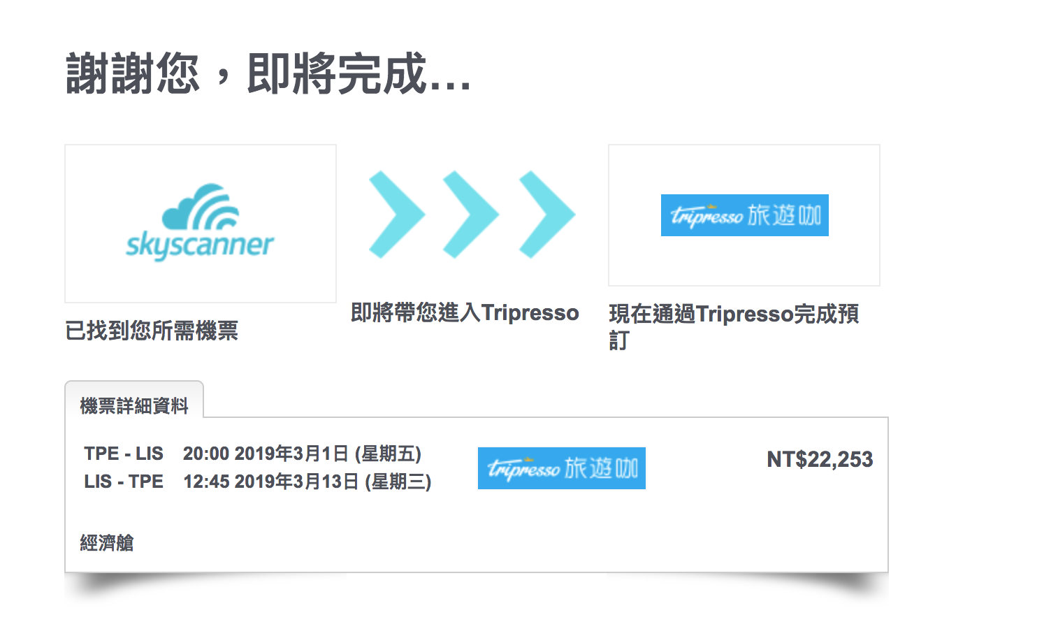 熱夯葡萄牙里斯本機票，台北出發英航特價，21K起（查票：107.12.14）