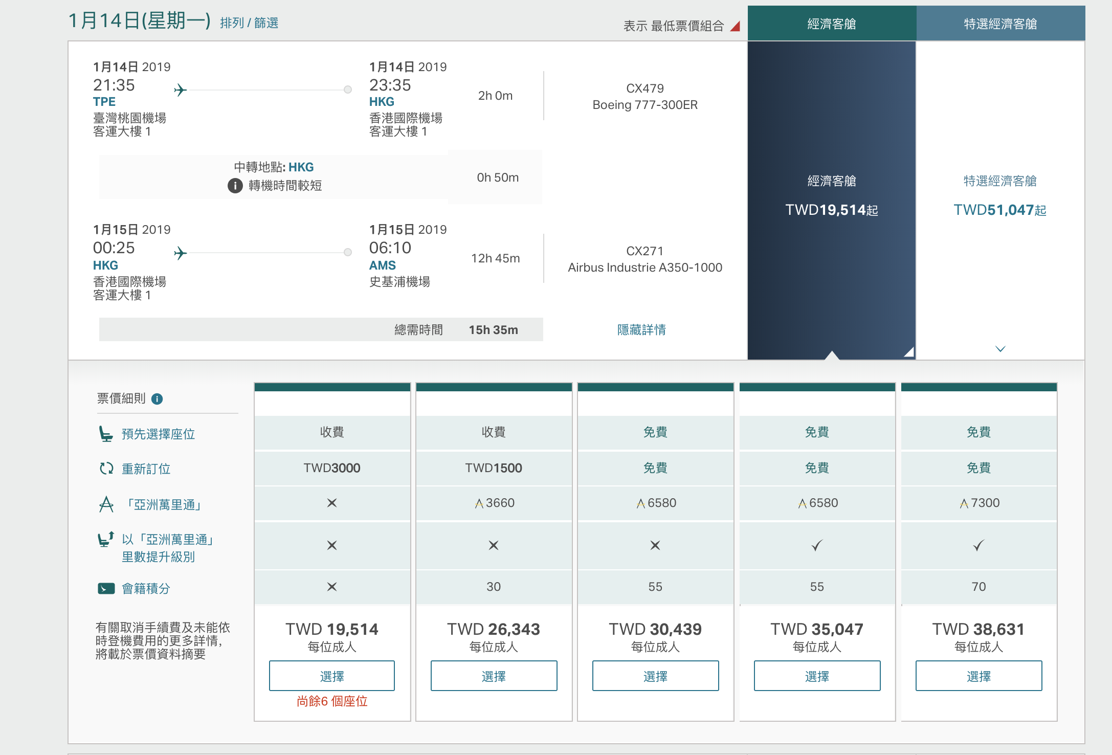 國泰航空心動促銷第二波，名古屋9K、長航線舊金山16K來回、歐洲19K來回～還可以搭到A350班機唷（查票：107.12.19）