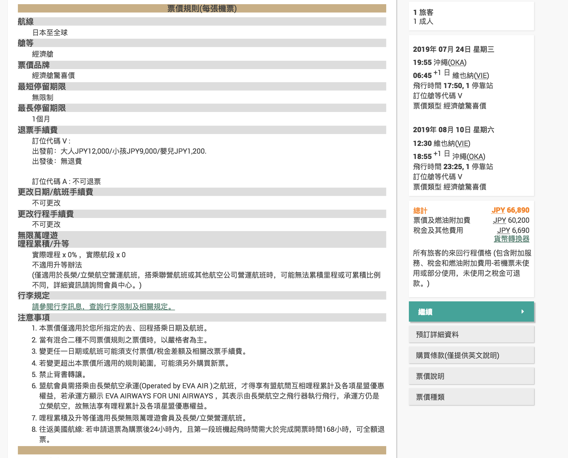 超便宜外站暑假維也納機票，經濟艙最驚喜價格，外站18K，總價約23K～可以正暑假7~8月玩歐洲～（查價：107.12.30）