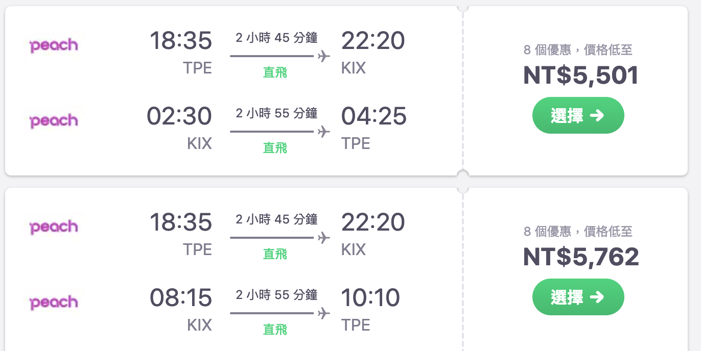 暑假日本線機票查價｜7K以下可以下手的好日期，東京、大阪、福岡、沖繩、北海道～（查價：108.3.27）