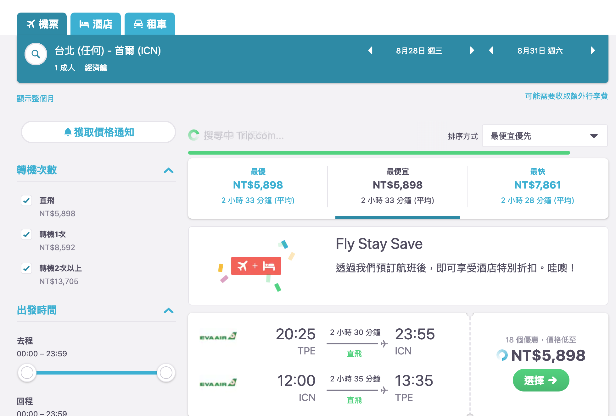 韓國線傳統航空特價，最低6K起～（查票：108.3.29）