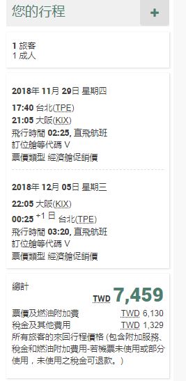 長榮夏季特價，賞楓票價這樣買，大阪8K不到～東京9K（查票：107.4.26）