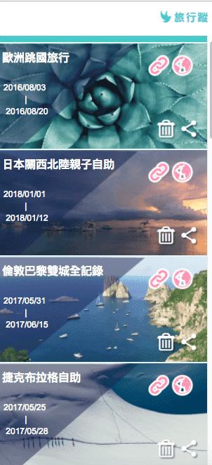 旅行規劃APP  旅行蹤進化版。找景點、行程、旅伴共同編輯、旅遊商城～一個app滿足你整個自助旅行行程規劃所有需求～